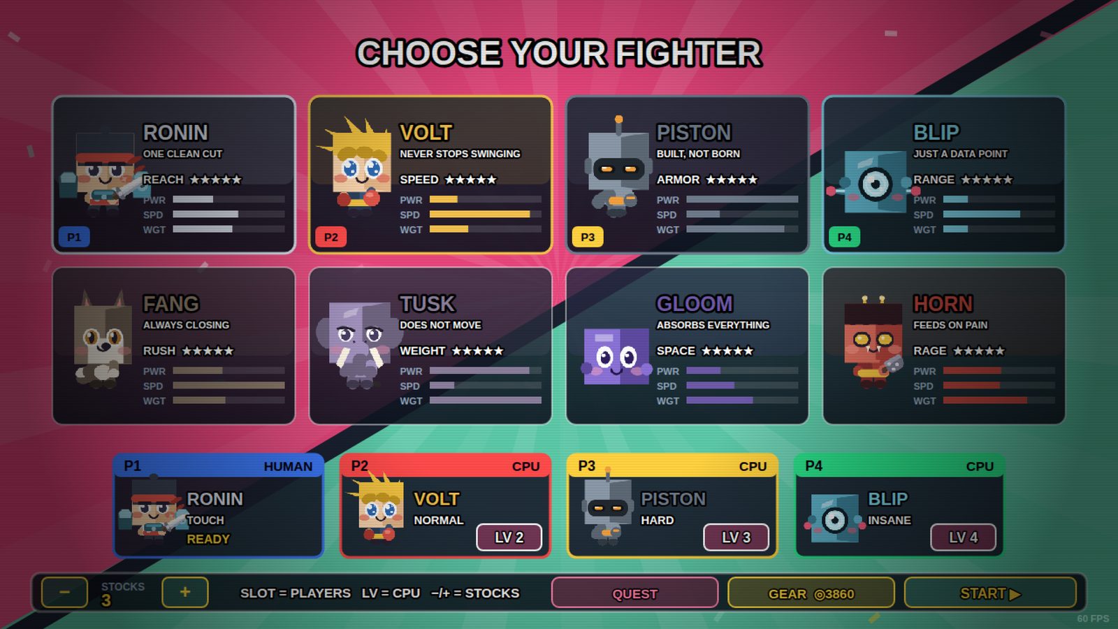 Choosing a fighter