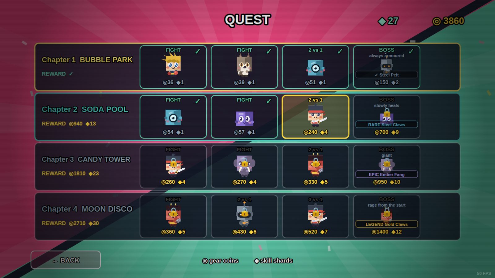Quest map with rewards